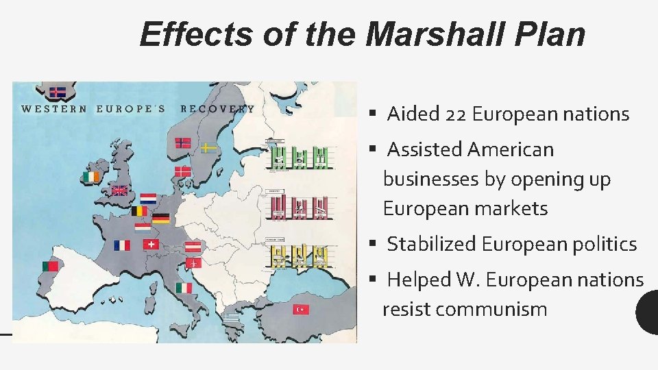 Effects of the Marshall Plan § Aided 22 European nations § Assisted American businesses