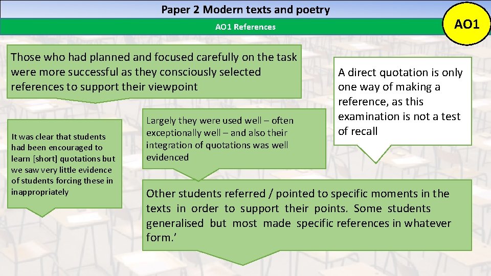Paper 2 Modern texts and poetry AO 1 References Those who had planned and