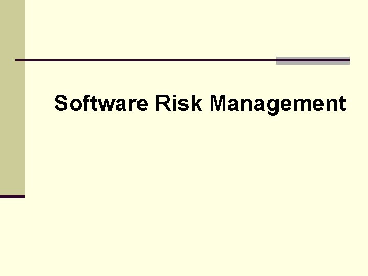 Software Risk Management 