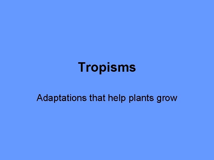 Tropisms Adaptations that help plants grow 