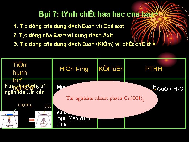 Bµi 7: tÝnh chÊt hãa häc cña baz¬ 1. T¸c dông cña dung dÞch