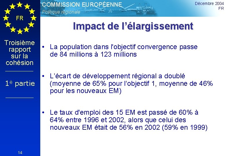 COMMISSION EUROPÉENNE Politique régionale FR Décembre 2004 FR Impact de l’élargissement Troisième rapport sur