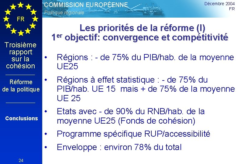 COMMISSION EUROPÉENNE Politique régionale Décembre 2004 FR FR Troisième rapport sur la cohésion Réforme