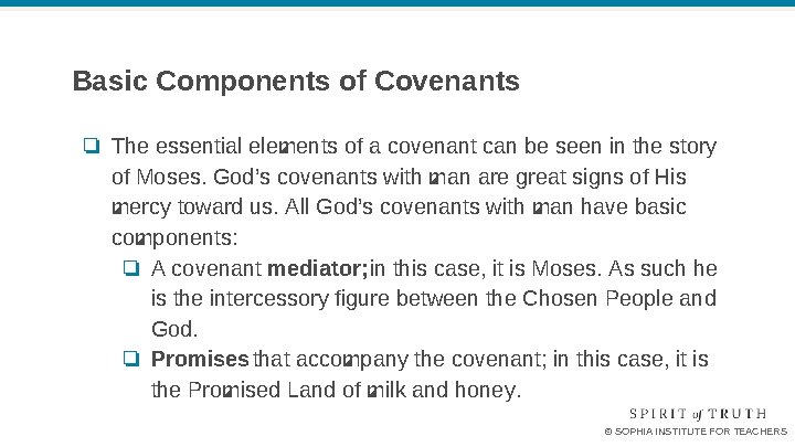Basic Components of Covenants ❏ The essential elements of a covenant can be seen Basic Components of Covenants ❏ The essential elements of a covenant can be seen