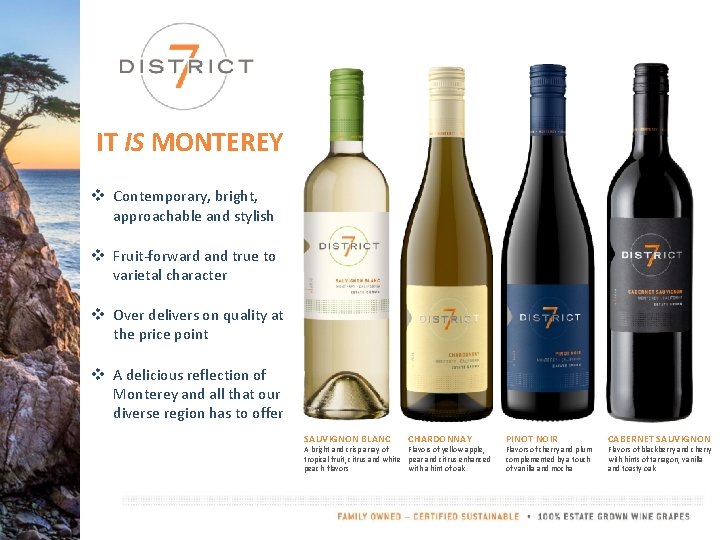 IT IS MONTEREY v Contemporary, bright, approachable and stylish v Fruit-forward and true to