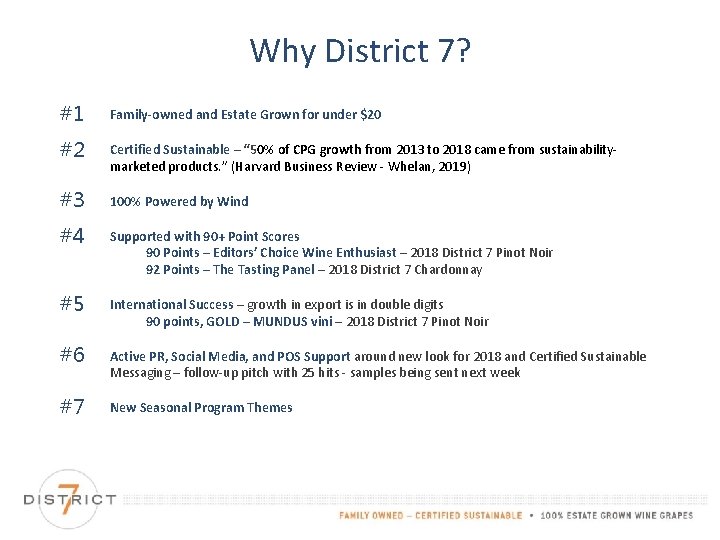 Why District 7? #1 Family-owned and Estate Grown for under $20 #2 Certified Sustainable