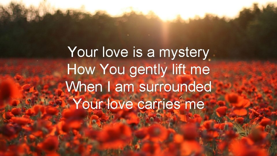 Your love is a mystery How You gently lift me When I am surrounded