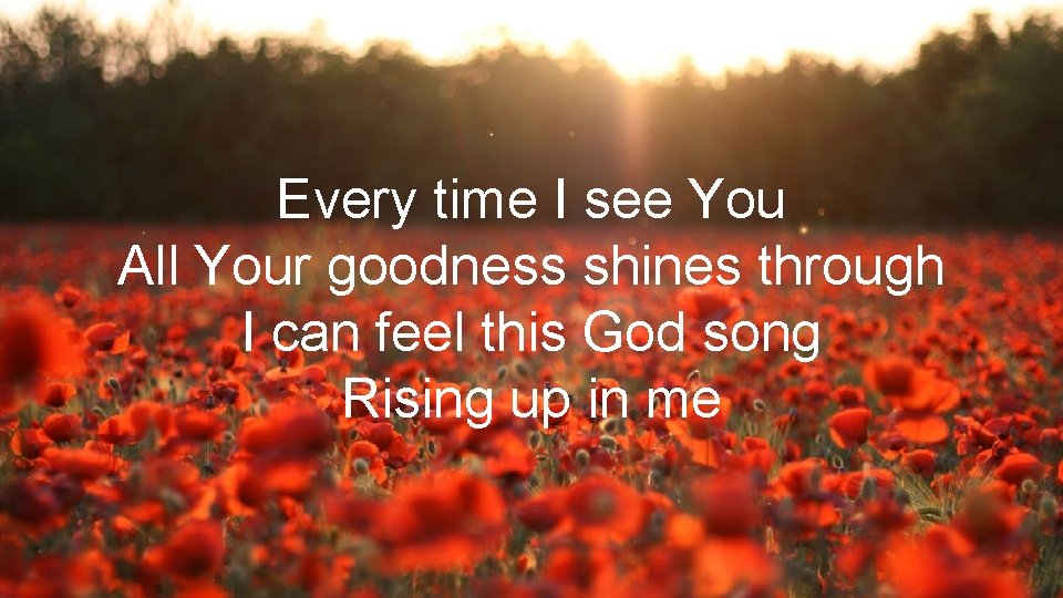 Every time I see You All Your goodness shines through I can feel this