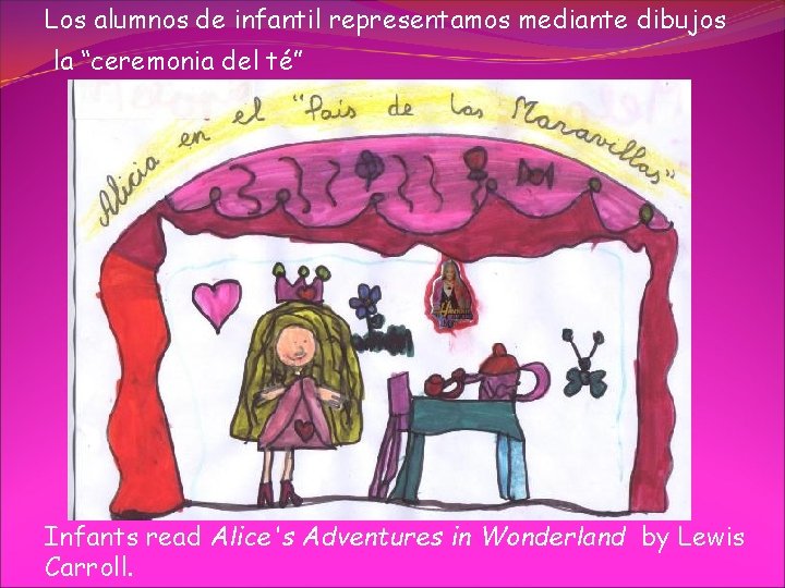 Los alumnos de infantil representamos mediante dibujos la “ceremonia del té” Infants read Alice's