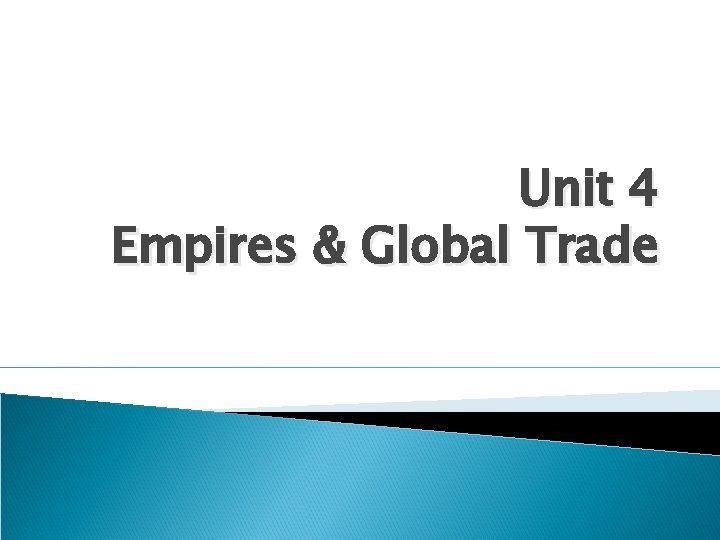 Unit 4 Empires & Global Trade 