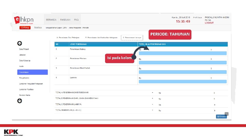 PERIODE: TAHUNAN Isi pada kolom 
