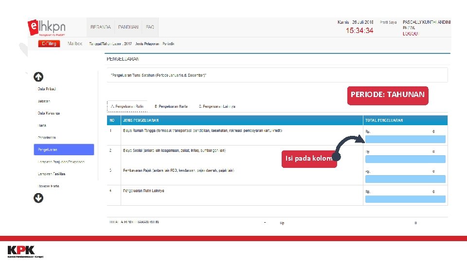 PERIODE: TAHUNAN Isi pada kolom 