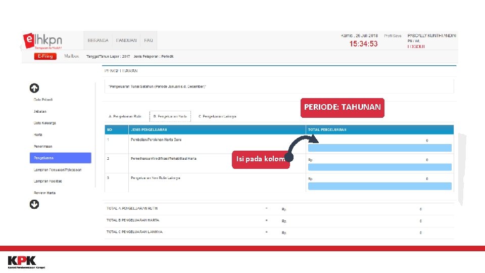 PERIODE: TAHUNAN Isi pada kolom 