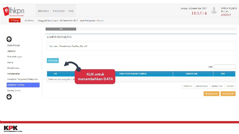 KLIK untuk menambahkan DATA 