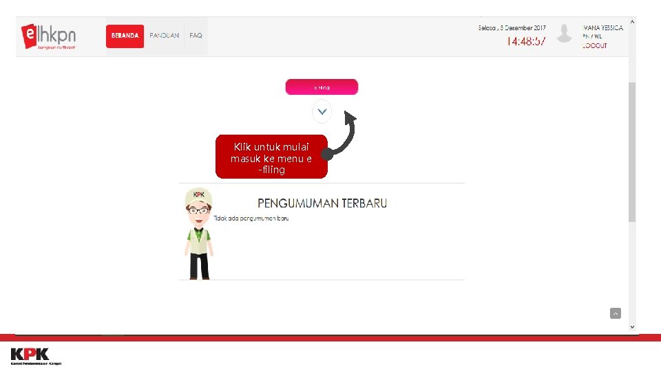 Klik untuk mulai masuk ke menu e -filing 