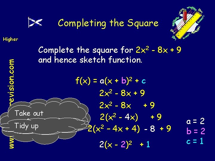 Completing the Square www. mathsrevision. com Higher Complete the square for 2 x 2