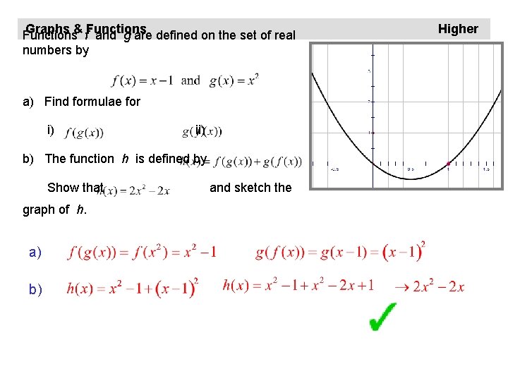 Graphs & f. Functions and g are defined on the set of real numbers