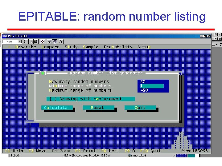 EPITABLE: random number listing 