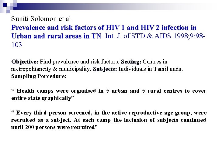 Suniti Solomon et al Prevalence and risk factors of HIV 1 and HIV 2