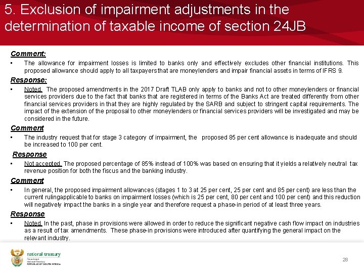 5. Exclusion of impairment adjustments in the determination of taxable income of section 24