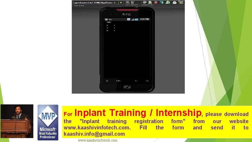 Inplant Training / Internship, please download For the "Inplant training registration www. kaashivinfotech. com.