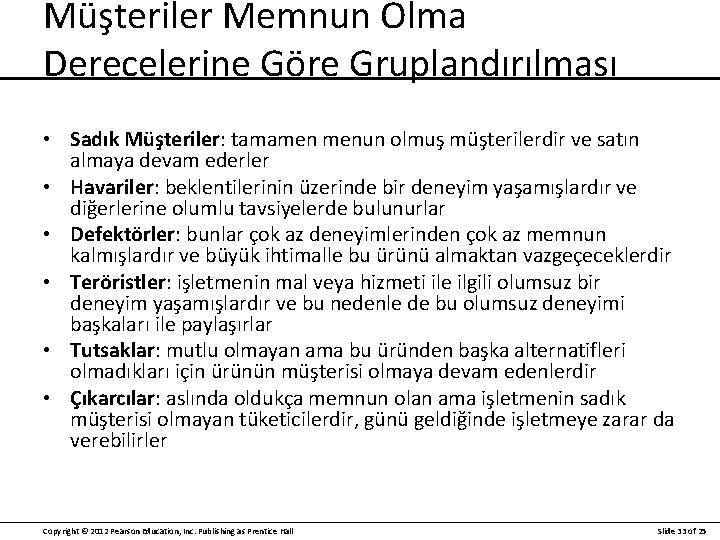 Müşteriler Memnun Olma Derecelerine Göre Gruplandırılması • Sadık Müşteriler: tamamen menun olmuş müşterilerdir ve