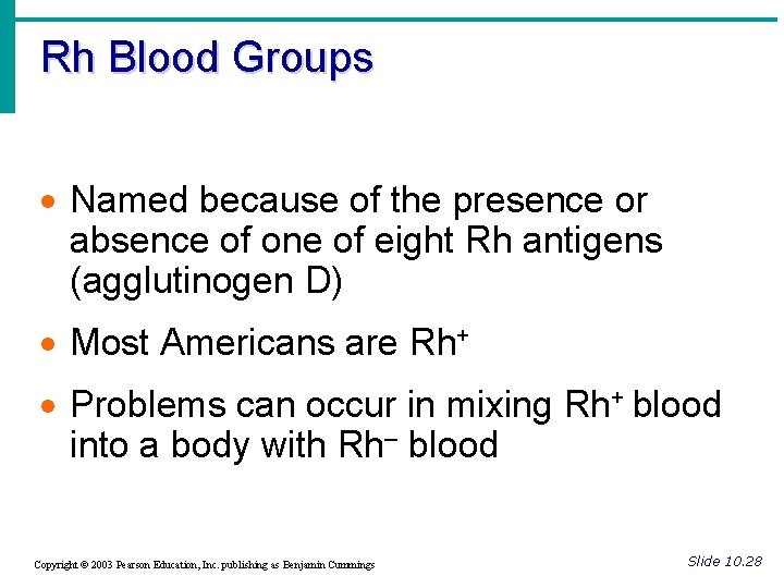 Rh Blood Groups · Named because of the presence or absence of one of