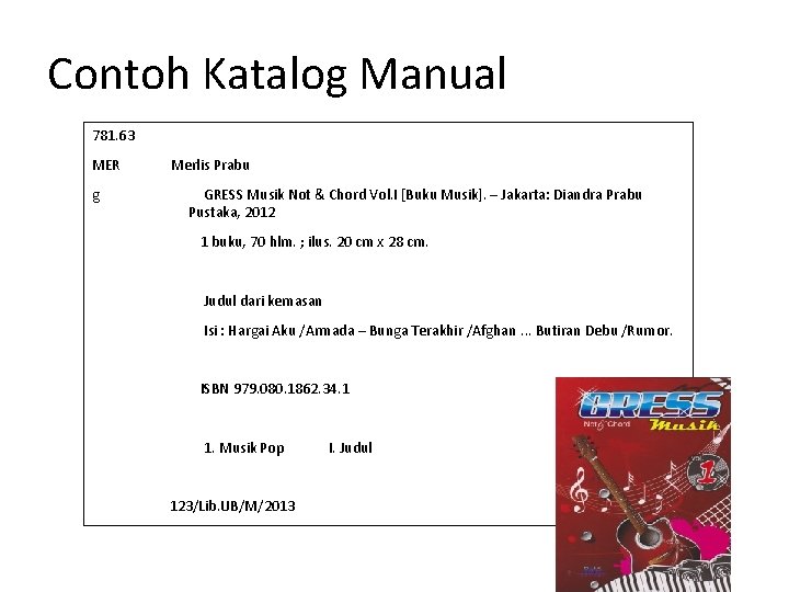 Contoh Katalog Manual 781. 63 MER g Merlis Prabu GRESS Musik Not & Chord