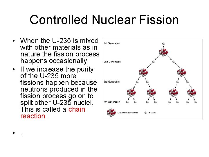 Controlled Nuclear Fission • When the U-235 is mixed with other materials as in