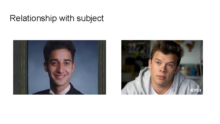 Relationship with subject 