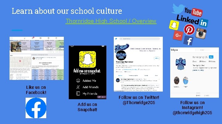 Learn about our school culture Thornridge High School / Overview Like us on Facebook!