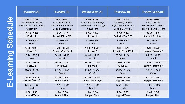 E-Learning Schedule 