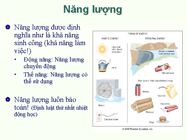 Năng lượng được định nghĩa như là khả năng sinh công (khả năng làm