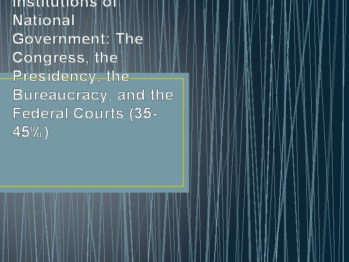 Institutions of National Government: The Congress, the Presidency, the Bureaucracy, and the Federal Courts