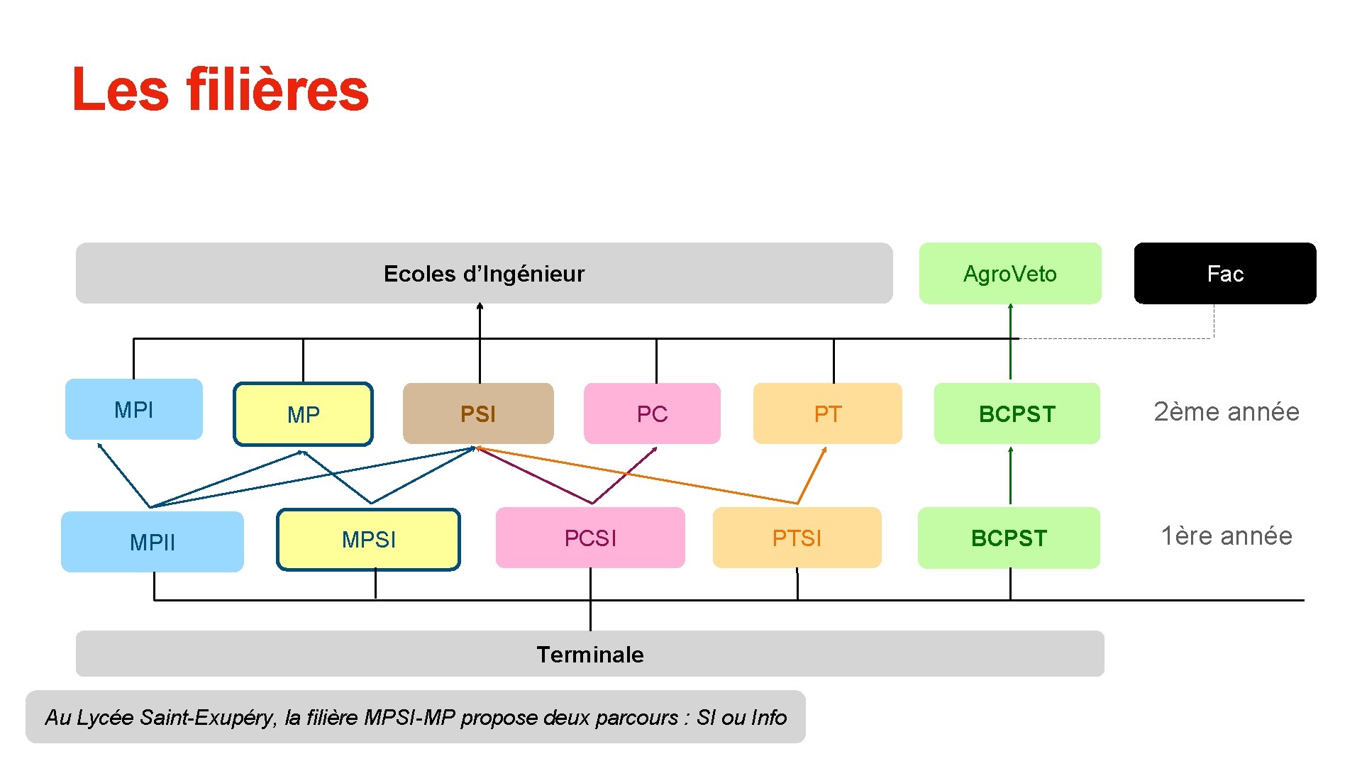 Les filières Ecoles d’Ingénieur MPII PSI MP MPSI PC PCSI PT PTSI Terminale Au