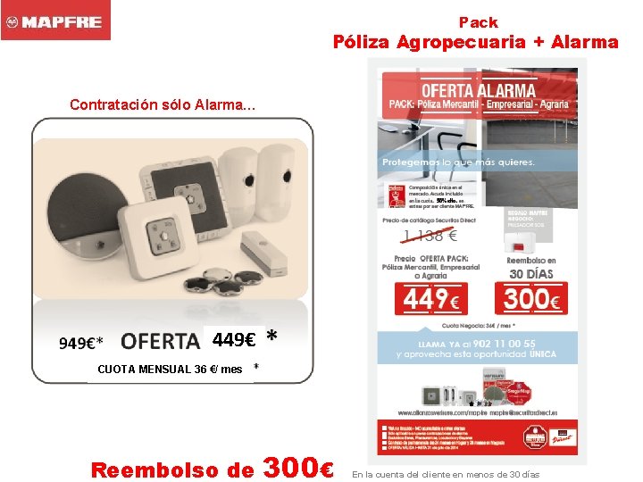 Pack Póliza Agropecuaria + Alarma Contratación sólo Alarma… 449€ CUOTA MENSUAL 36 €/ mes