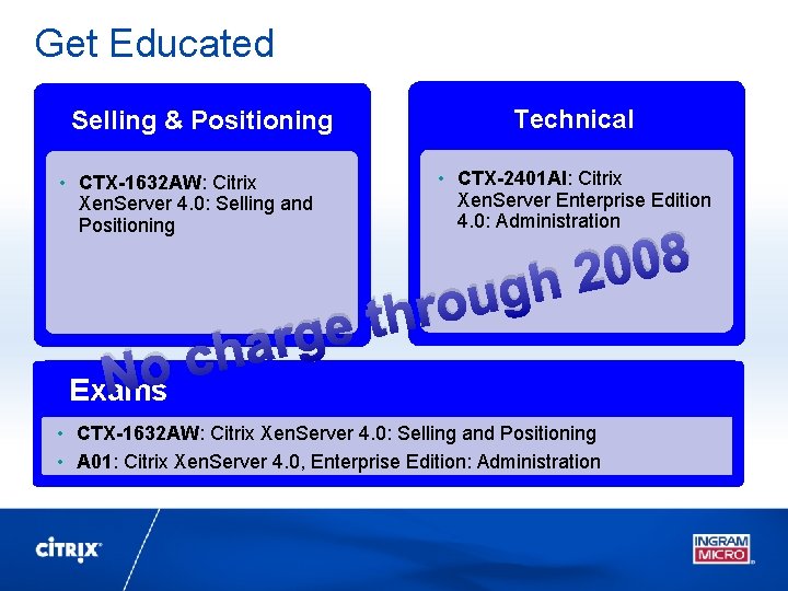 Get Educated Selling & Positioning • CTX-1632 AW: Citrix Xen. Server 4. 0: Selling