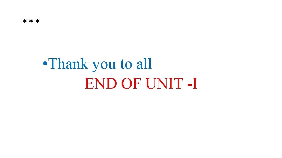 *** • Thank you to all END OF UNIT -I 