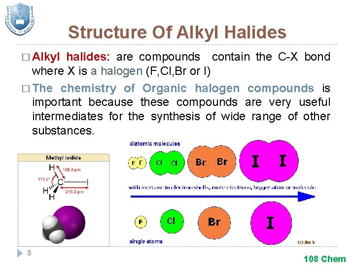 Structure Of Alkyl Halides � Alkyl halides: are compounds contain the C-X bond where
