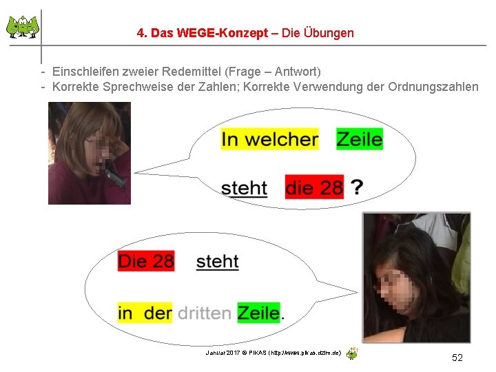 4. Das WEGE-Konzept – Die Übungen - Einschleifen zweier Redemittel (Frage – Antwort) -