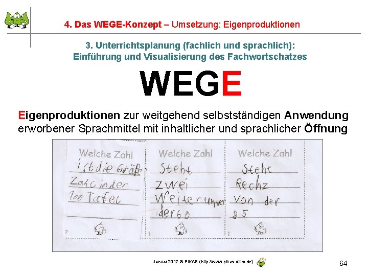 4. Das WEGE-Konzept – Umsetzung: Eigenproduktionen 3. Unterrichtsplanung (fachlich und sprachlich): Einführung und Visualisierung