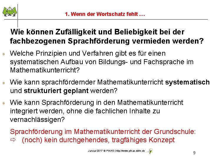 1. Wenn der Wortschatz fehlt … Wie können Zufälligkeit und Beliebigkeit bei der fachbezogenen