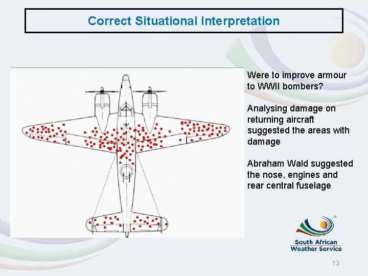 Correct Situational Interpretation Were to improve armour to WWII bombers? Analysing damage on returning