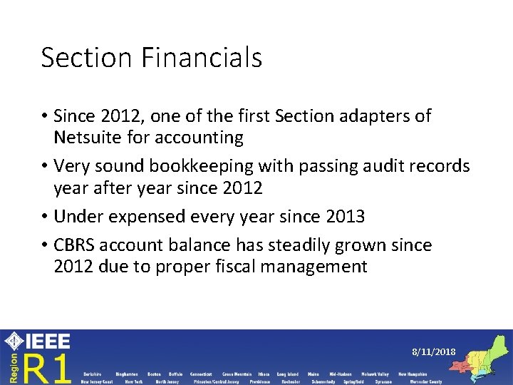 Section Financials • Since 2012, one of the first Section adapters of Netsuite for