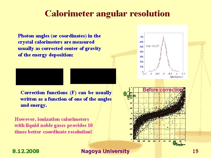 Calorimeter angular resolution Photon angles (or coordinates) in the crystal calorimeters are measured usually