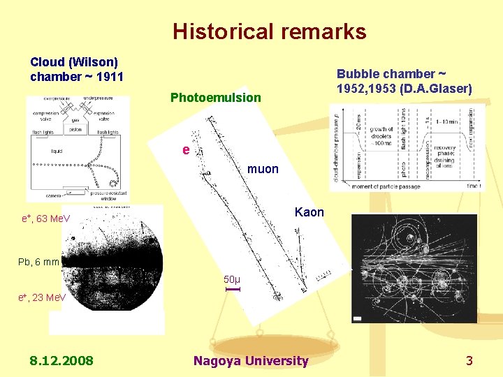 Historical remarks Cloud (Wilson) chamber ~ 1911 Bubble chamber ~ 1952, 1953 (D. A.