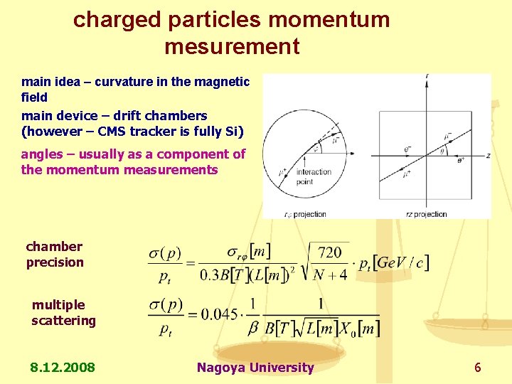 charged particles momentum mesurement main idea – curvature in the magnetic field main device