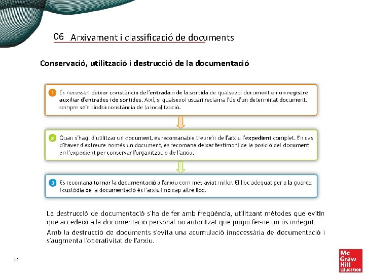 06 Arxivament i classificació de documents Conservació, utilització i destrucció de la documentació 13