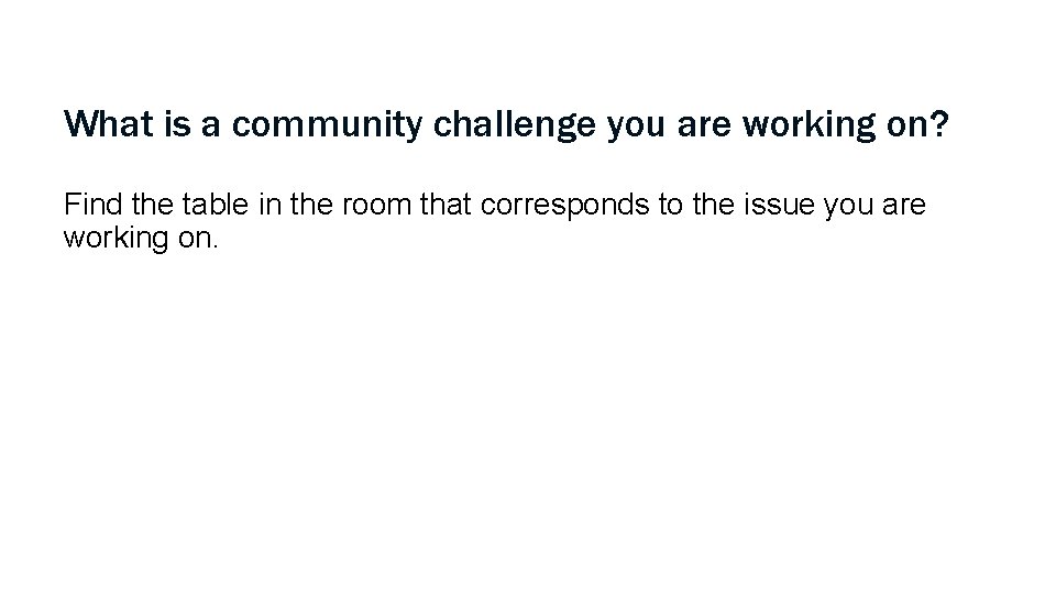 What is a community challenge you are working on? Find the table in the