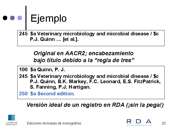 Ejemplo 245 $a Veterinary microbiology and microbial disease / $c P. J. Quinn …